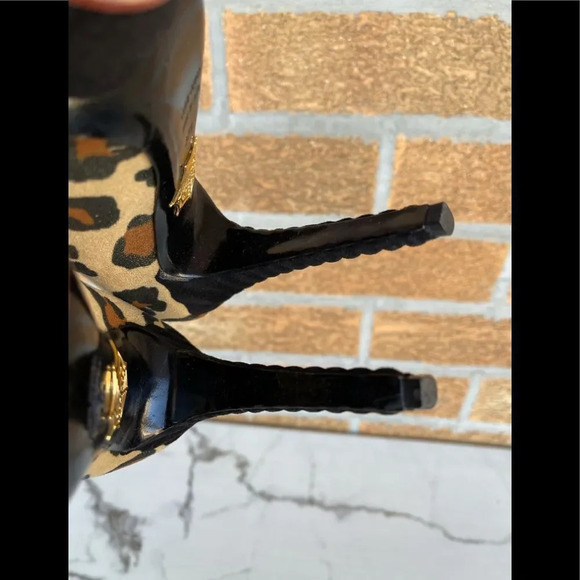 Charlotte Olympia Dolly Leopard Beige Gold Black Figure Heel Platform Pu… - Picture 10 of 16